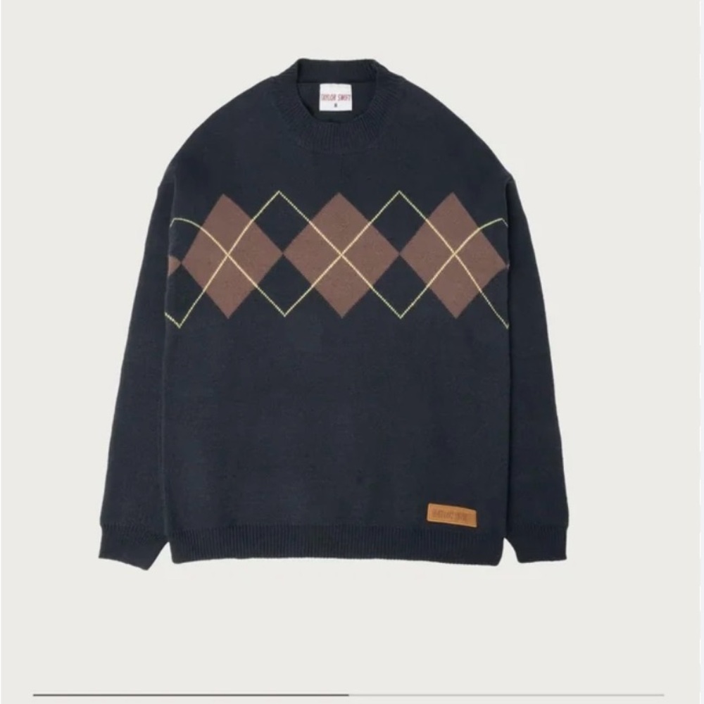 Taylor Swift Black Argyle Crewneck Sweater from the Red Era -Rare